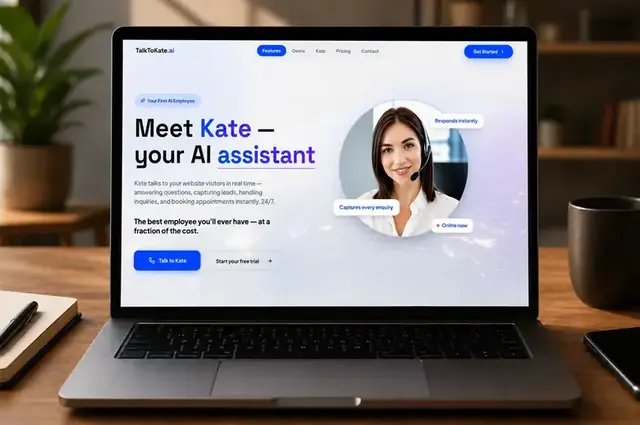 TalkToKate.ai website assistant for lead capture and appointment booking